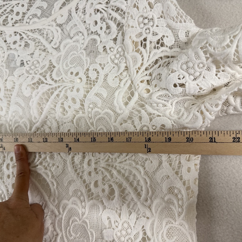 J Jill Crochet Lace Overlay Top XL Petite Cotton Boho Bohemian Luxury Bride - Picture 5 of 9